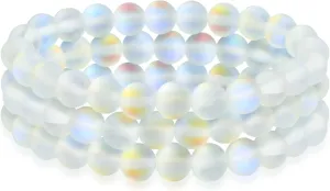 Bling Jewelry Unisex Stackable Set Of 3 Gemstone Round Bead 8MM Stretch Bracelet For Women Teen Men Multi Strand Stacking Adjustable