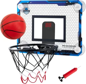 BOHEN Indoor Mini Basketball Hoops with Powerful Suction Cup, Stick to Windows, Wooden Doors, Smooth Walls - Basketball Backboard Toy Indoor Bedroom Office for Kids Teens Adults