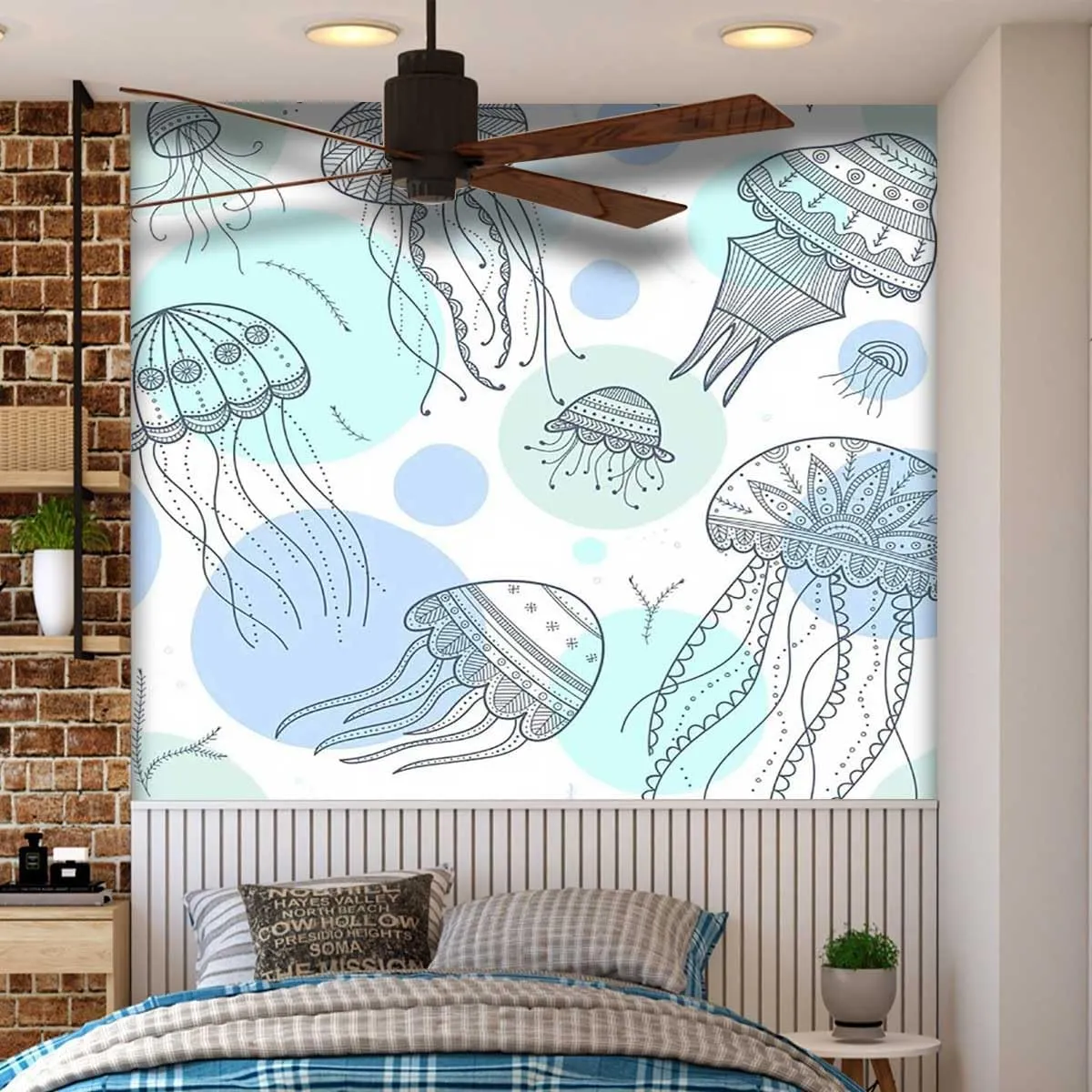 Boho Decor Neutral Wallpaper Cute Simple Kids Designer Contact Paper Dollhouse Easy to Clean (W) 59" X(H) 59"