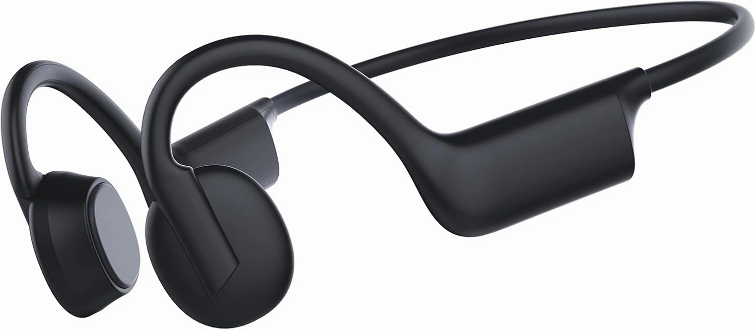 Bone Conduction Headphones Wireless Bluetooth 5.3, IPX5 Waterproof Open-Ear Headset with 8H Playtime, Secure Fit for Running Cycling Gym(Black)