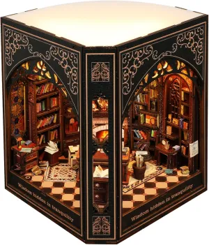 Book Nook Kit,Type-C Charging Dollhouse for Bookshelf, Desk, Shelf, and Nightstand Decor, Perfect for Home Decor and Gifts (Classical Library)