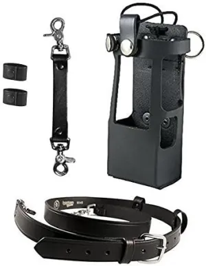 Boston Leather Bundle Three Items- Anti-Sway Strap for Radio Strap, Firefighter's Radio Strap/Belt, Firefighter's Radio Holder (for Motorola APX 6000XE/8000) (Black)