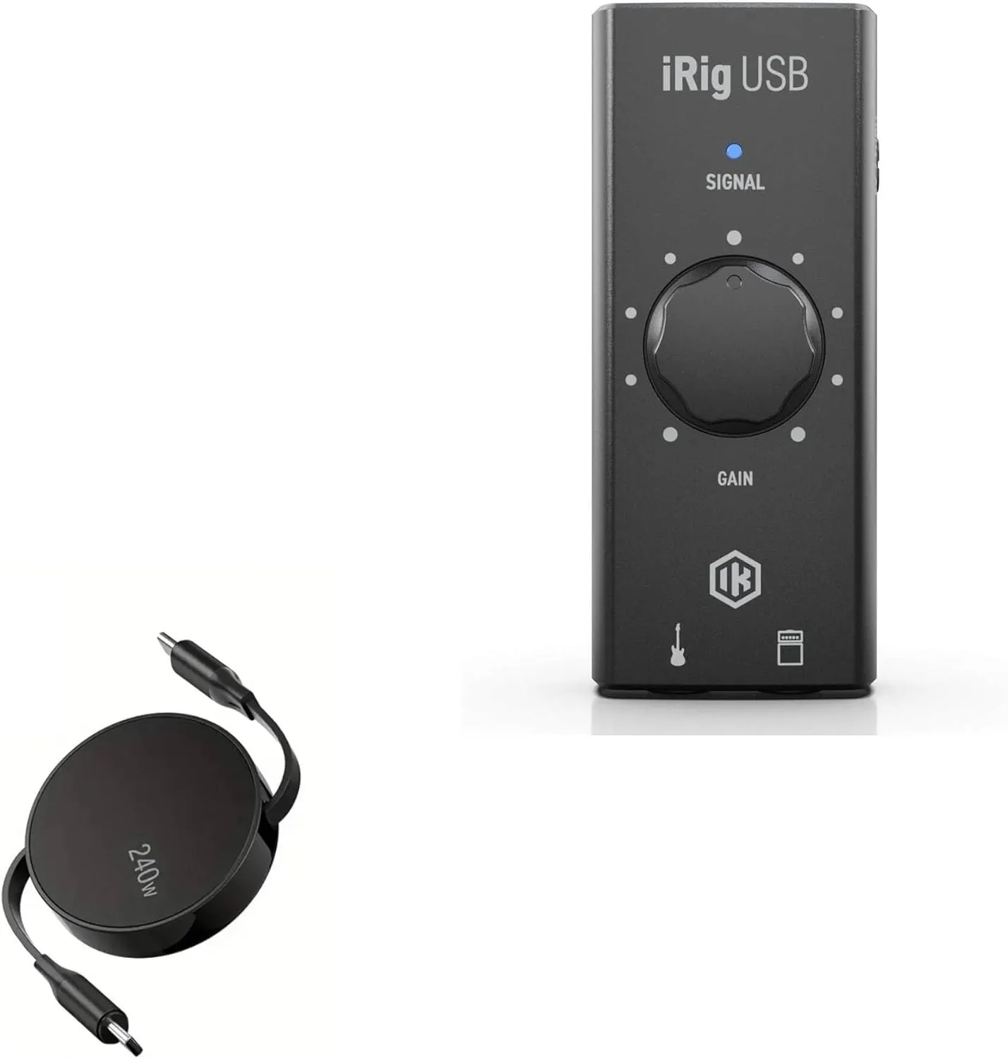 BoxWave Cable Compatible with IK Multimedia iRig USB - PD miniSync (240W), Retractable PD 240W Portable USB Type-C Cable - Jet Black