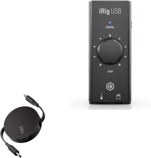 BoxWave Cable Compatible with IK Multimedia iRig USB - PD miniSync (240W), Retractable PD 240W Portable USB Type-C Cable - Jet Black