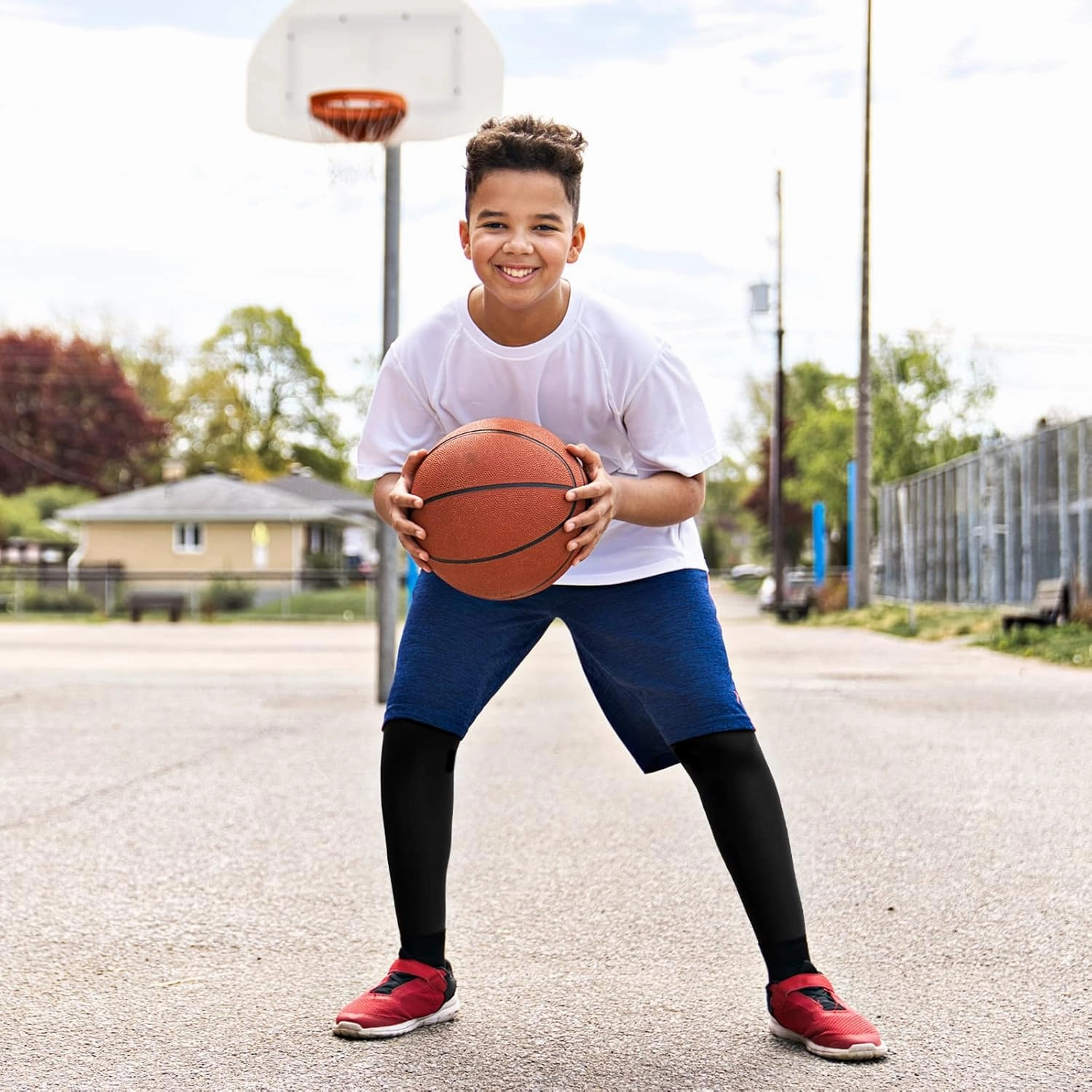 Boys' Compression Leggings 2 Pack Athletic Tights Basketball Compression Pants Boys Sport Leggings