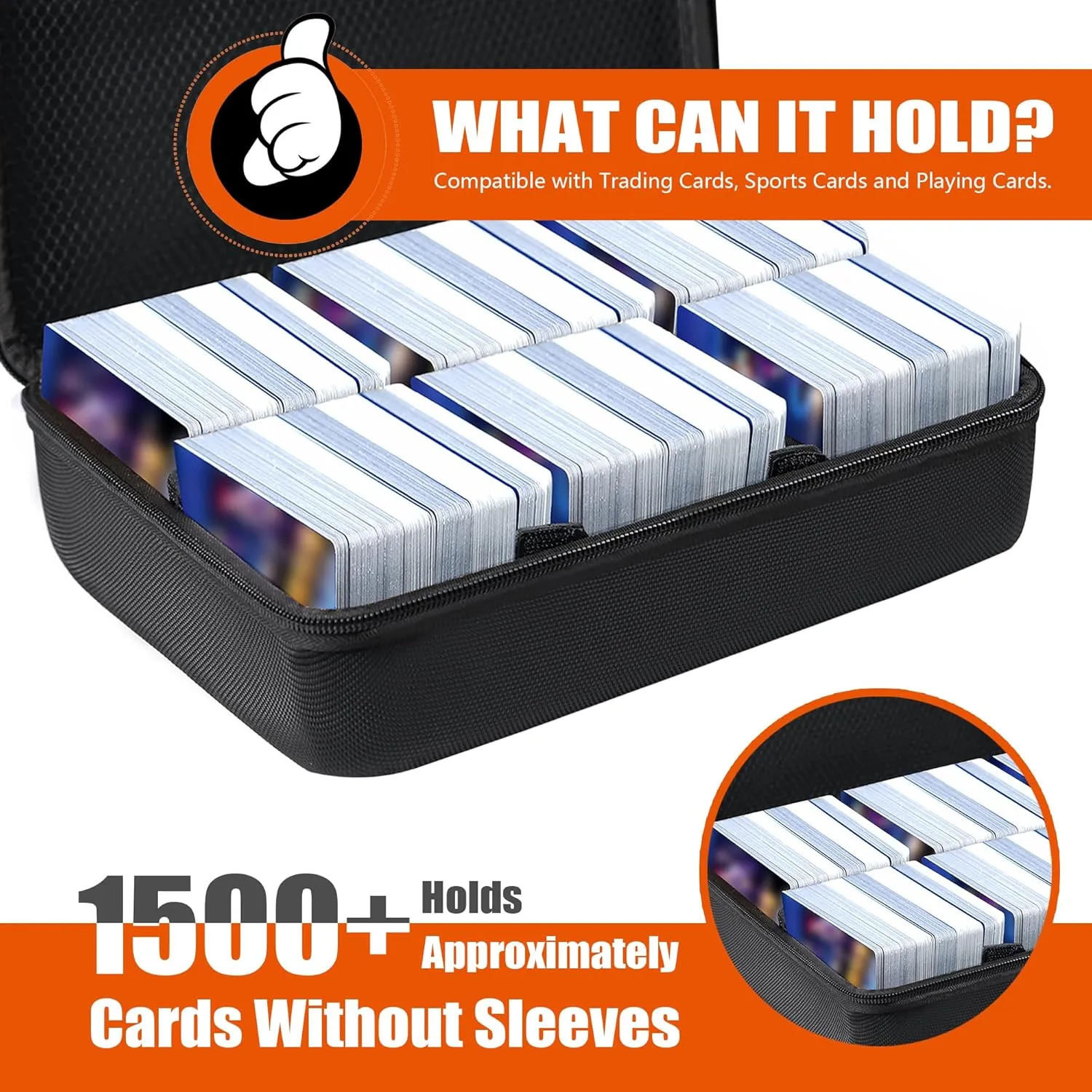 Brappo 1000  Playing Card Case Compatible With Cards & All Standard Size Cards. (Case Only) (Black)