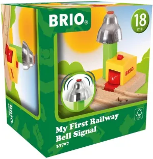 BRIO 33707 First Railway Bell Signal Toddler Toy for Kids 18 Months and Up. Compatible Train Sets, Multi-Colour