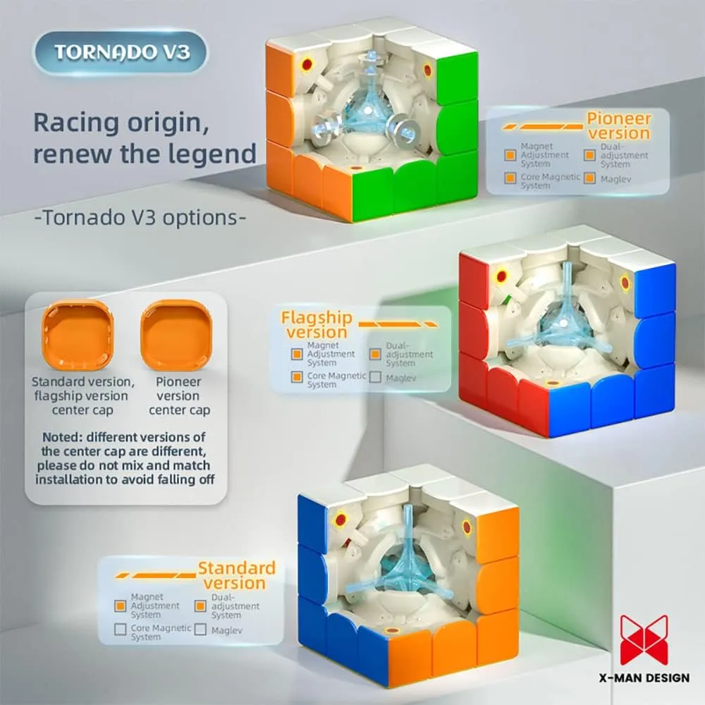BroMoCube 2022 New QY X Man Tornado V3M Magnetic Speed Cube QY Toys Tornado V2M Upgraded Verson Flaship 3x3x3 Speed Cube(Stardard)