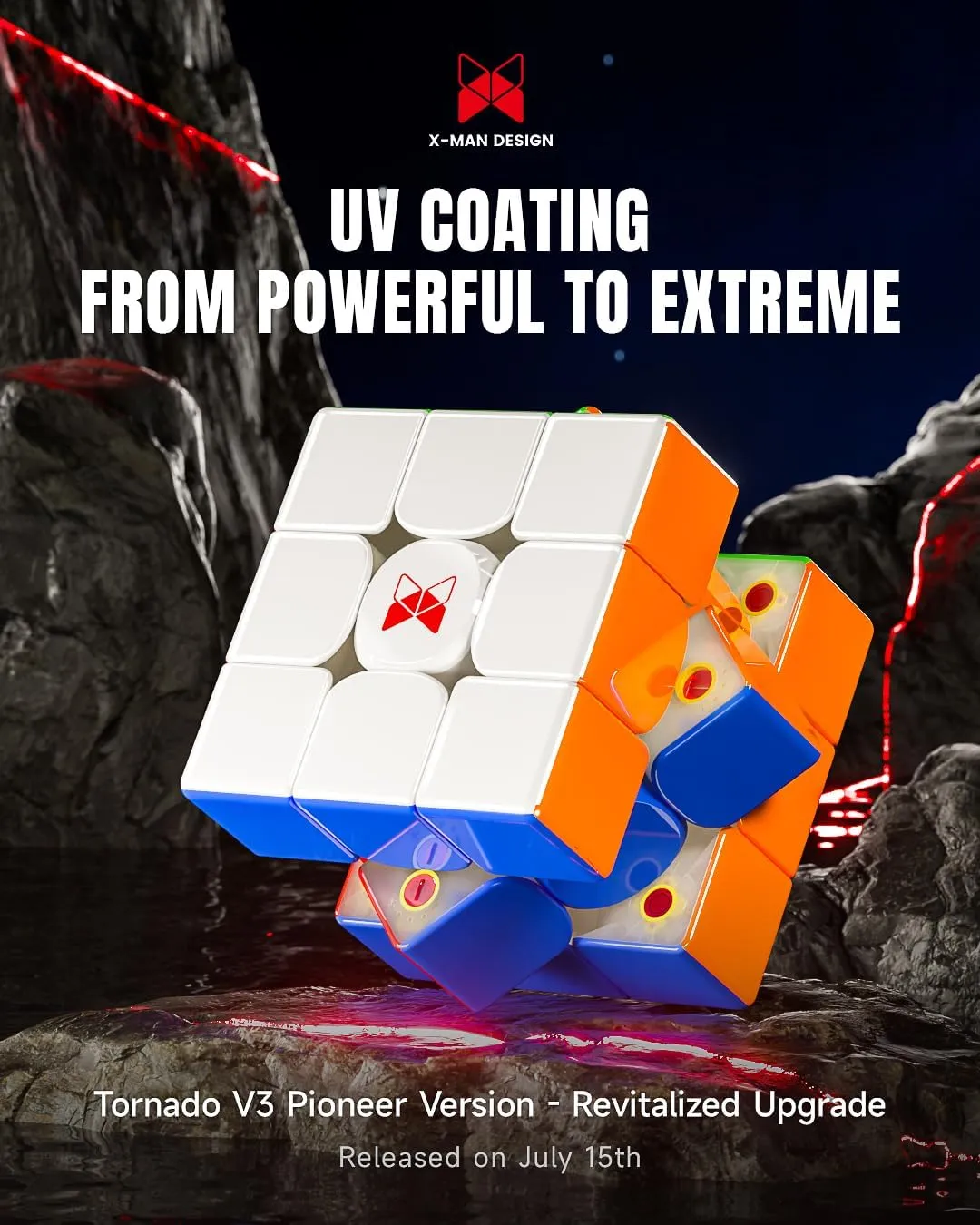 BroMoCube QY X Man Tornado V3M 2022 New 3x3 Magnetic Speed Cube QY Toys Best Cube of The Tornado V3 Series (Pioneer, Flagship and Standard Version) (Pioneer MagLex UV Coating)
