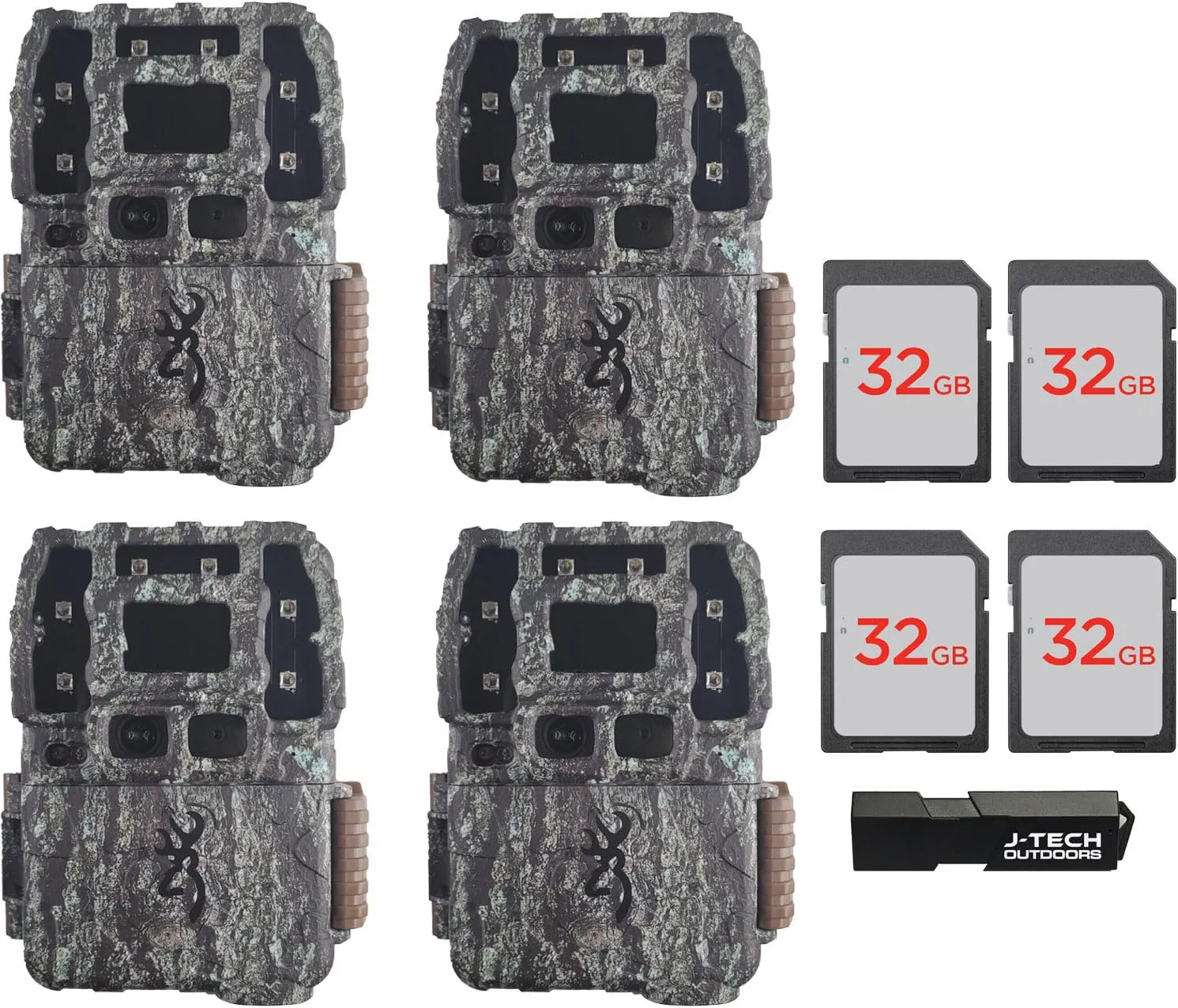 Browning Strike Force Pro DCL Nano Trail Game Camera Bundle Includes 32GB Memory Card and J-TECH Card Reader (26MP) 4 Pack | BTC5DCLN