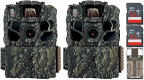 Browning Trail Cameras Dark Ops FHDR 26MP 4 Infrared LED Night Vision Camera (2-Pack) Bundle with 32GB Memory Card (2-Pack) and All-in-One High-Speed Card Reader (5 Items)
