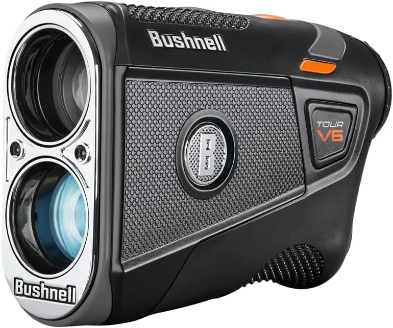 Bushnell Golf Tour V6 Laser Rangefinder Patriot Pack, Visual Jolt Flag Locking, Magnetic Mount, 1300 Yard Range 6X Magnification