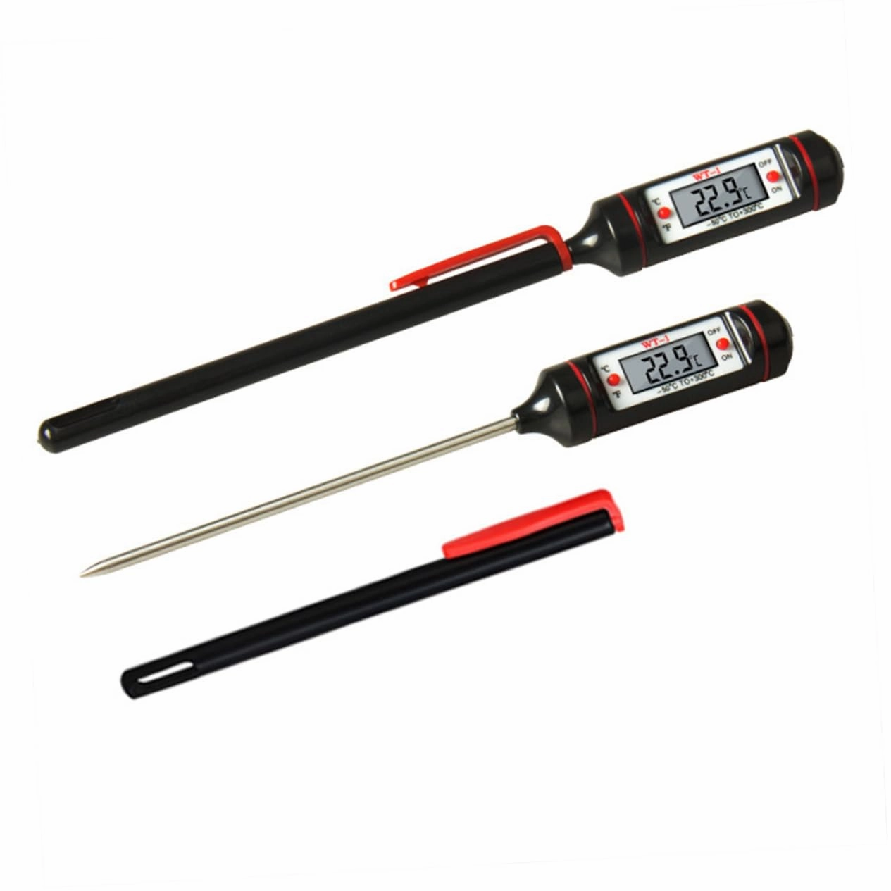 Cabilock 2pcs Practical Kitchen Thermometer Stainless Steel Meat Thermometer Digital Cooking Easy to Use
