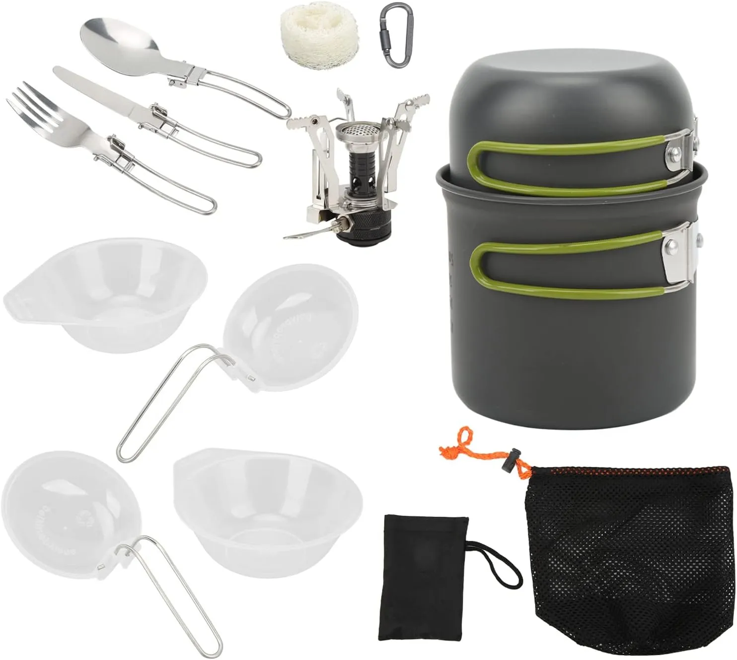 Camping Cookware Kit, Portable Camp Kitchen Cooking Utensil Set Outdoor Grilling Organizer Travel Tableware Set