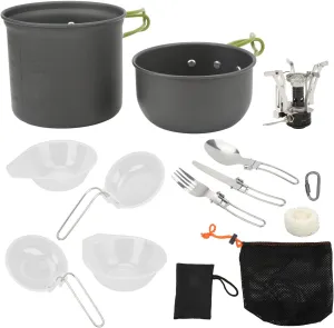 Camping Cookware Kit,Portable Camp Kitchen Cooking Utensil Set Outdoor Cooking Grilling Utensil Organizer Travel Set