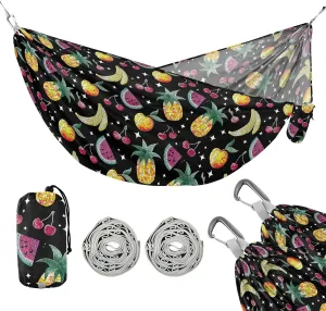 Camping Hammock Outdoor Hammocks for Outside Fruits Geometric Beach Trees Portable Lightweight with Pockets Tree Straps Indoor