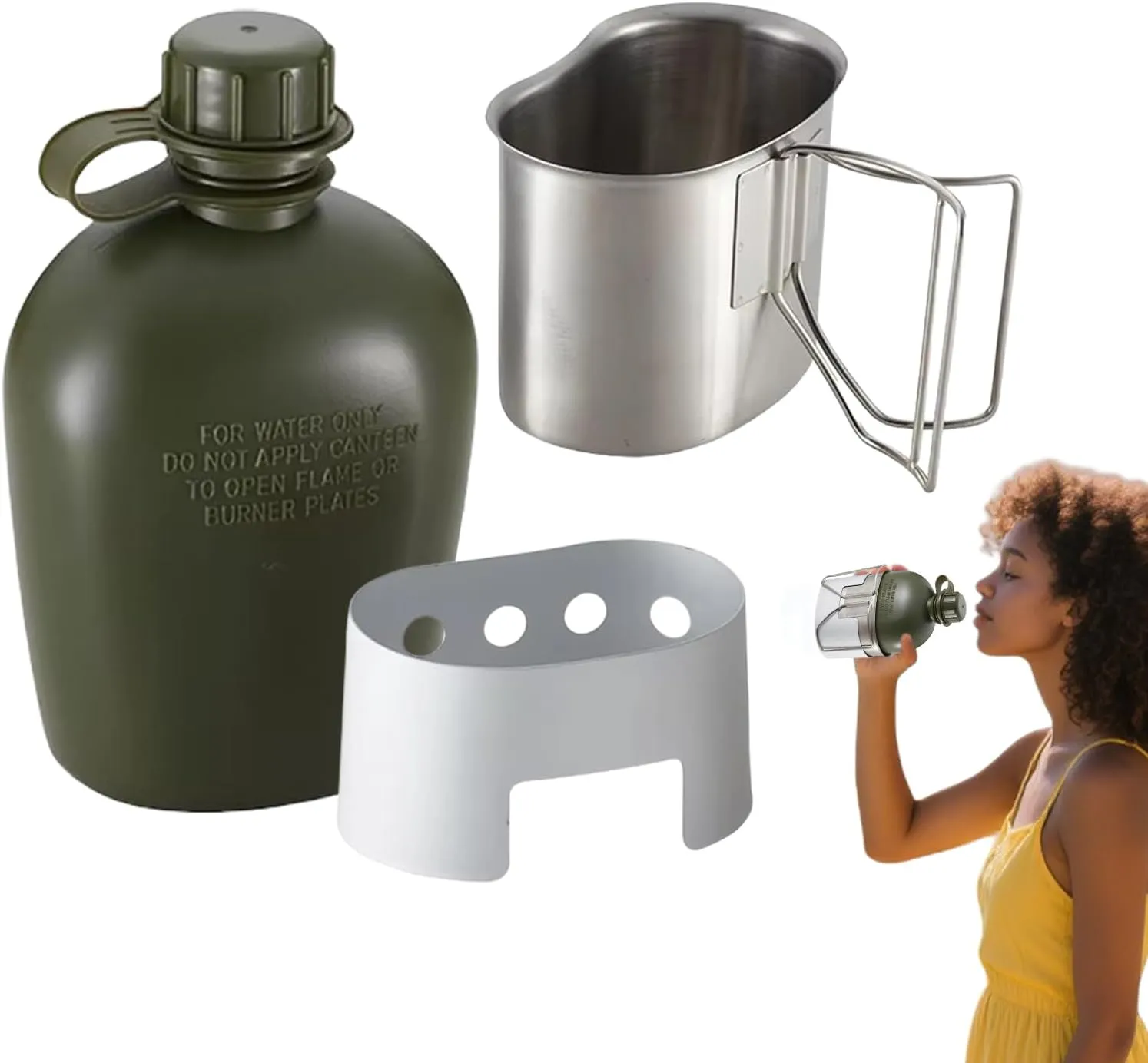 Camping Kettle, Lightweight Stainless Steel Travel Water Boiler, Folding Drink Cup with Stove Compatibility for Hiking, Tea Coffee Picnic, Backpacking Marine Rv Kitchen Use