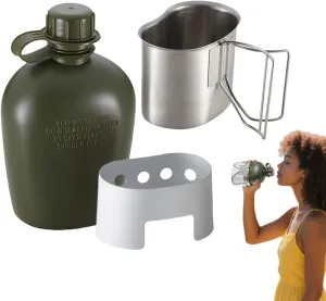 Camping Kettle, Lightweight Stainless Steel Travel Water Boiler, Folding Drink Cup with Stove Compatibility for Hiking, Tea Coffee Picnic, Backpacking Marine Rv Kitchen Use