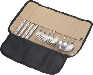 Camping Silverware Roll Pouch Picnic Utensils Compact Easy-clean Tableware Set for Outdoor Activities