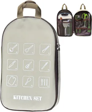 Camping Utensil Storage, Camping Kitchen Utensil Holder - Storage Bag with Multiple Pockets | Waterproof Outdoor Tableware Organizer for Adult