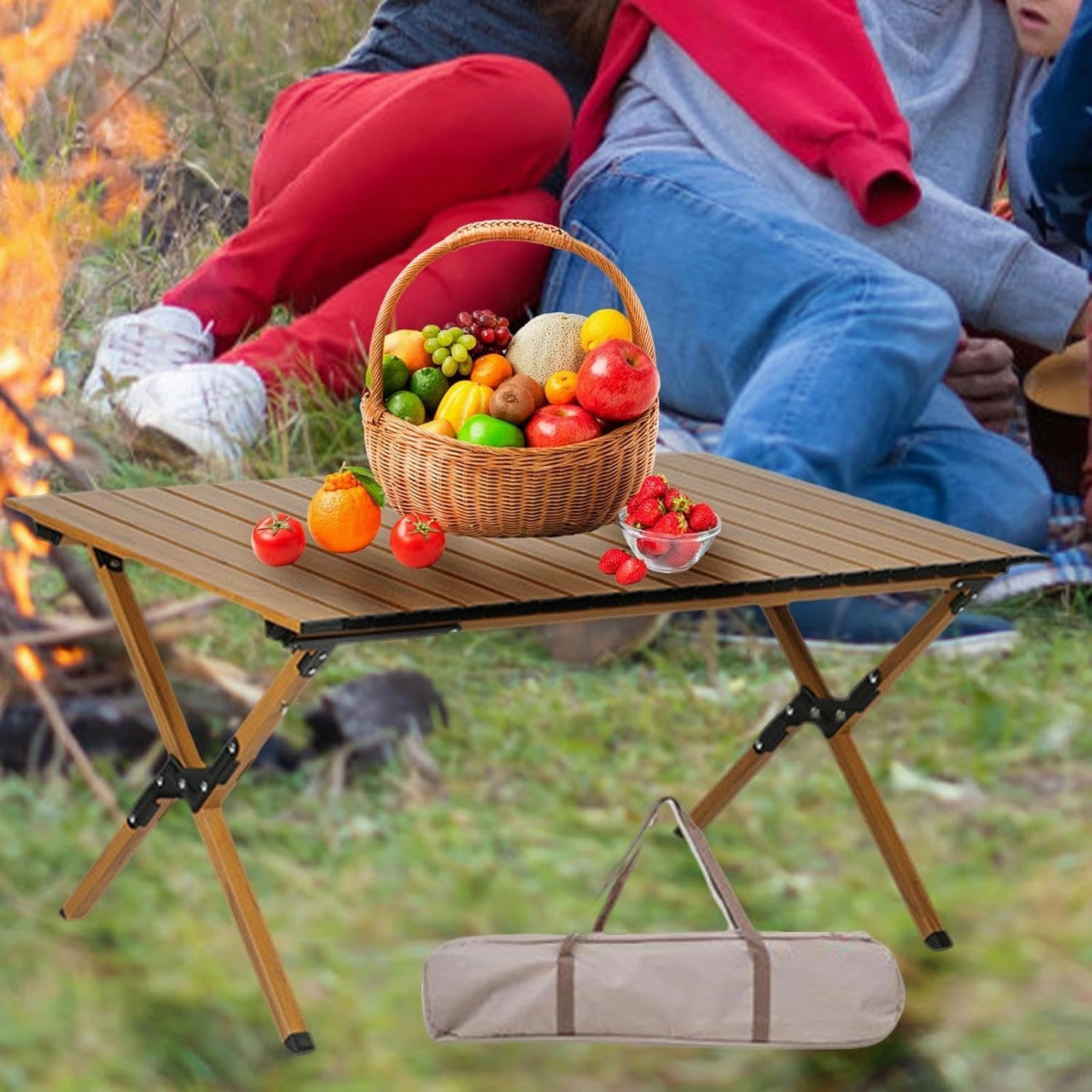 Camping Folding Table Foldable Picnic Table Furniture Compact Portable Outdoor Table for Picnic Balcony Beach Outdoor Kitchen, 90cm Double Layer, multi