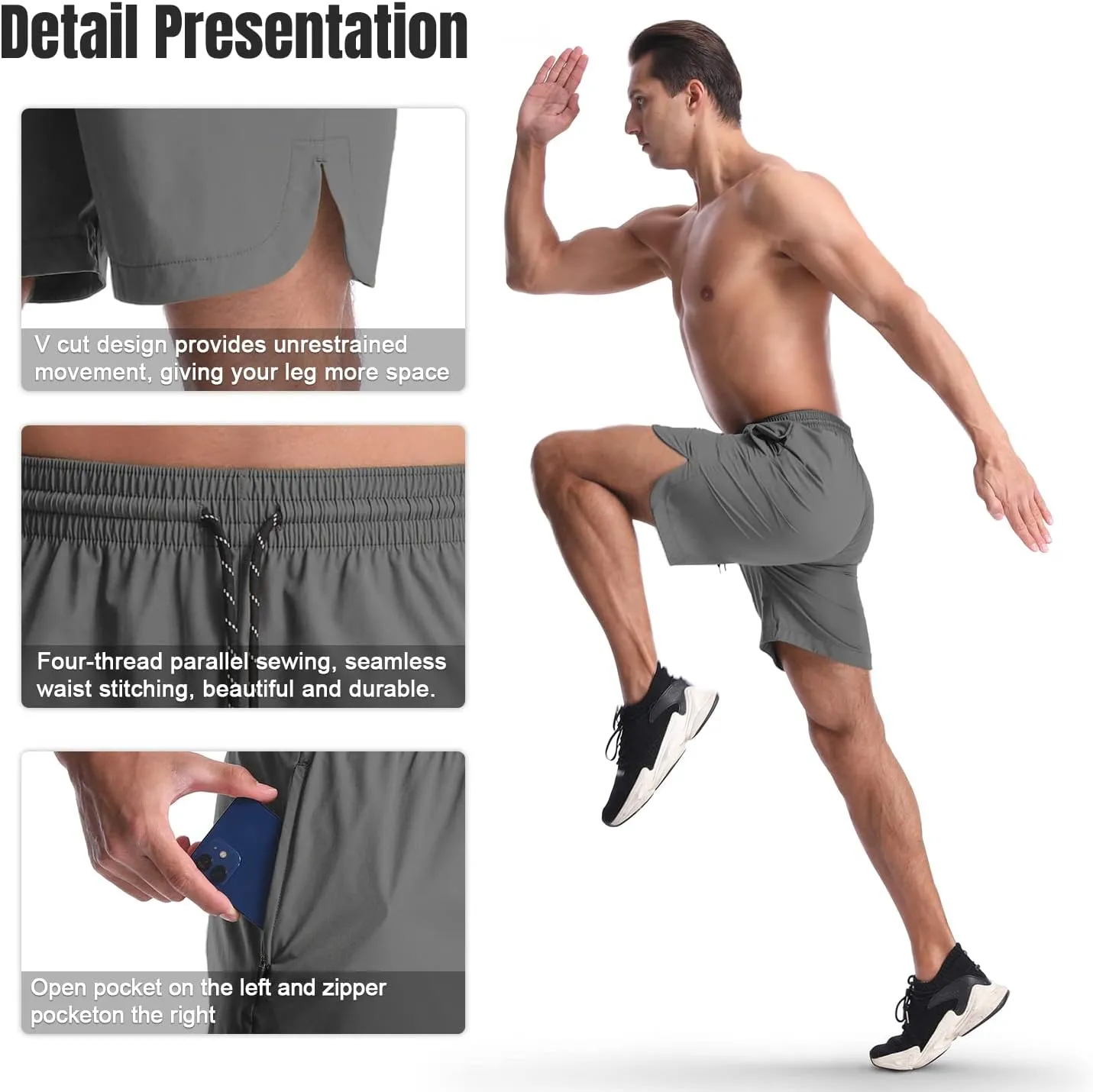 CANGHPGIN 2 Pack Men's Running Athletic Shorts 7'' Quick Dry Sports Gym Shorts with Pockets, Exercise Workout Shorts Men