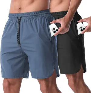 CANGHPGIN 2 Pack Men's Running Athletic Shorts 7'' Quick Dry Sports Gym Shorts with Pockets, Exercise Workout Shorts Men