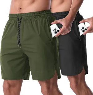 CANGHPGIN 2 Pack Men's Running Athletic Shorts 7'' Quick Dry Sports Gym Shorts with Pockets, Exercise Workout Shorts Men