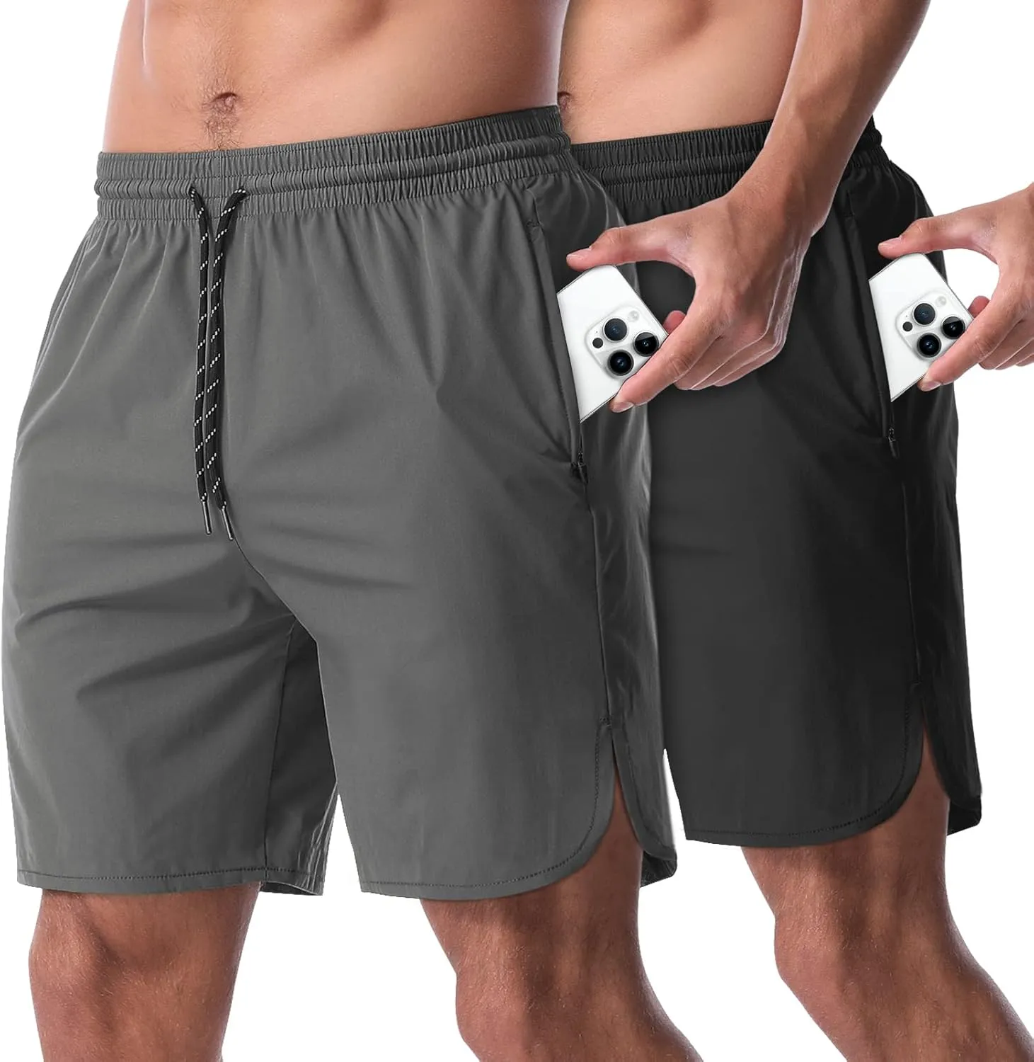 CANGHPGIN 2 Pack Men's Running Athletic Shorts 7'' Quick Dry Sports Gym Shorts with Pockets, Exercise Workout Shorts Men