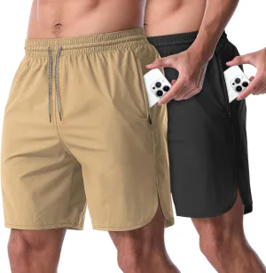 CANGHPGIN 2 Pack Men's Running Athletic Shorts 7'' Quick Dry Sports Gym Shorts with Pockets, Exercise Workout Shorts Men