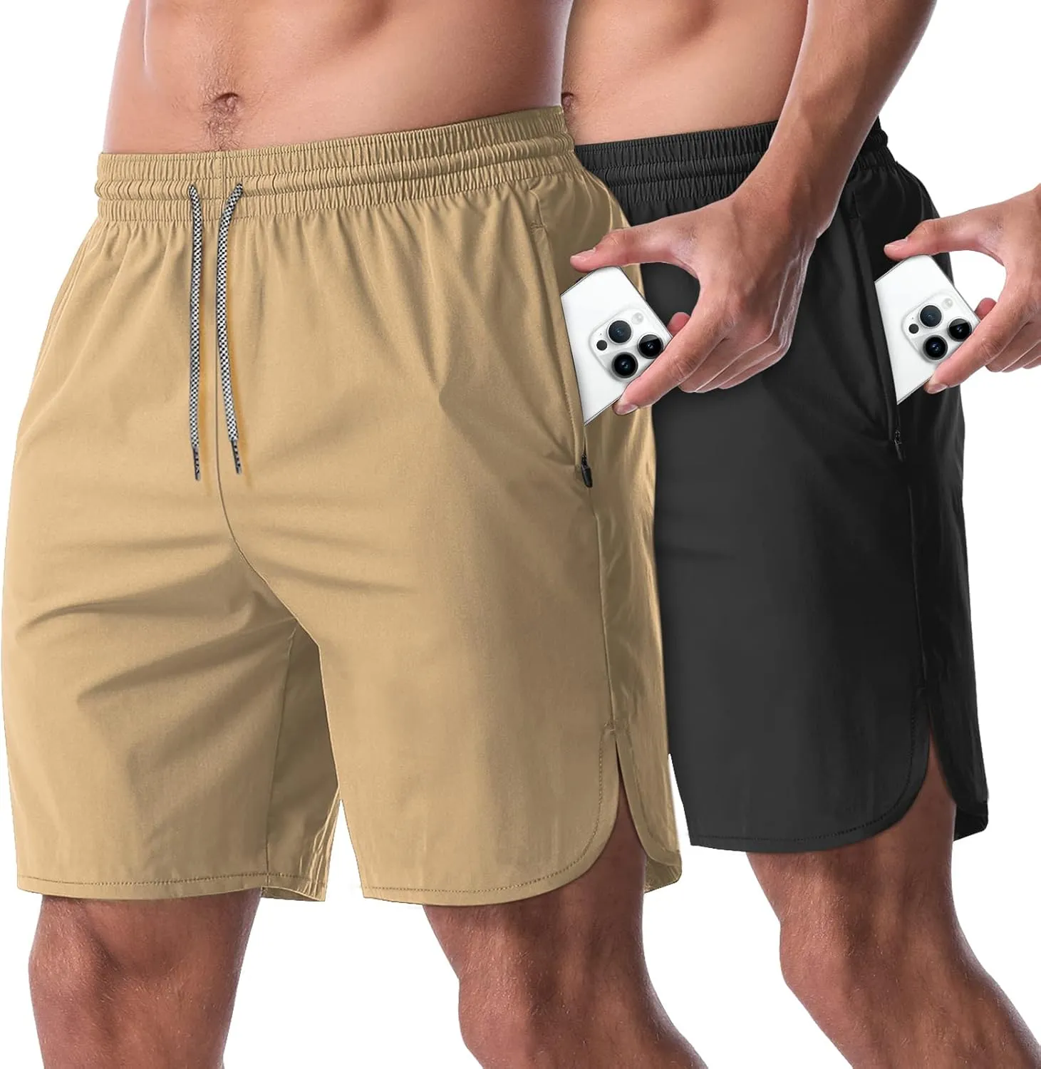 CANGHPGIN 2 Pack Men's Running Athletic Shorts 7'' Quick Dry Sports Gym Shorts with Pockets, Exercise Workout Shorts Men