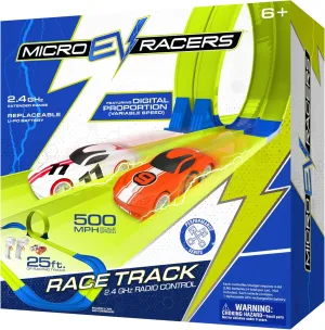 Car Race Track Set with 2 High-Speed Micro EV Racers, Dual Racing Game Lap, Toy Gift for Kids, Boys, Girls, Ages 6 