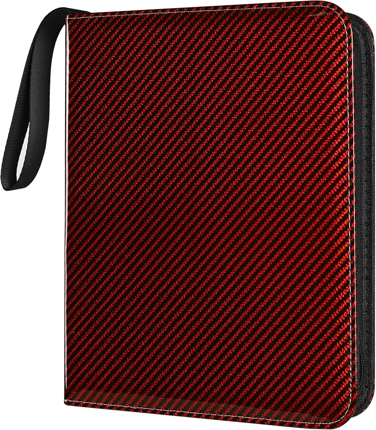 Card Binder for Toploaders, Portable 4 Pockets Trading Card Holder Albums for Sports, Trading, and Gaming Cards Red