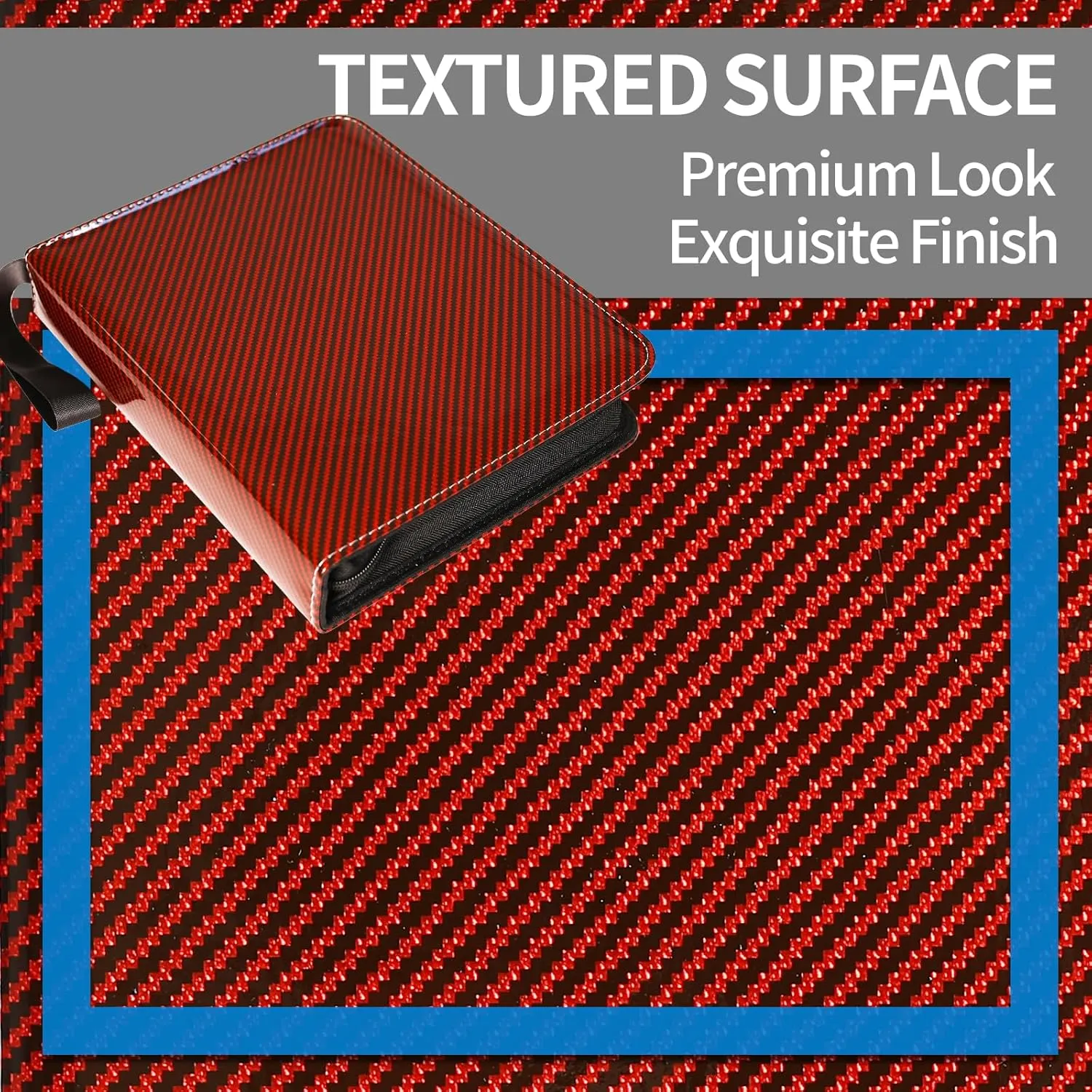 Card Binder for Toploaders, Portable 4 Pockets Trading Card Holder Albums for Sports, Trading, and Gaming Cards Red
