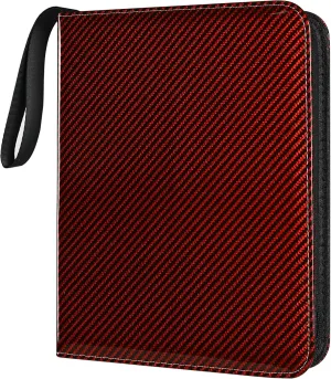 Card Binder for Toploaders, Portable 4 Pockets Trading Card Holder Albums for Sports, Trading, and Gaming Cards Red