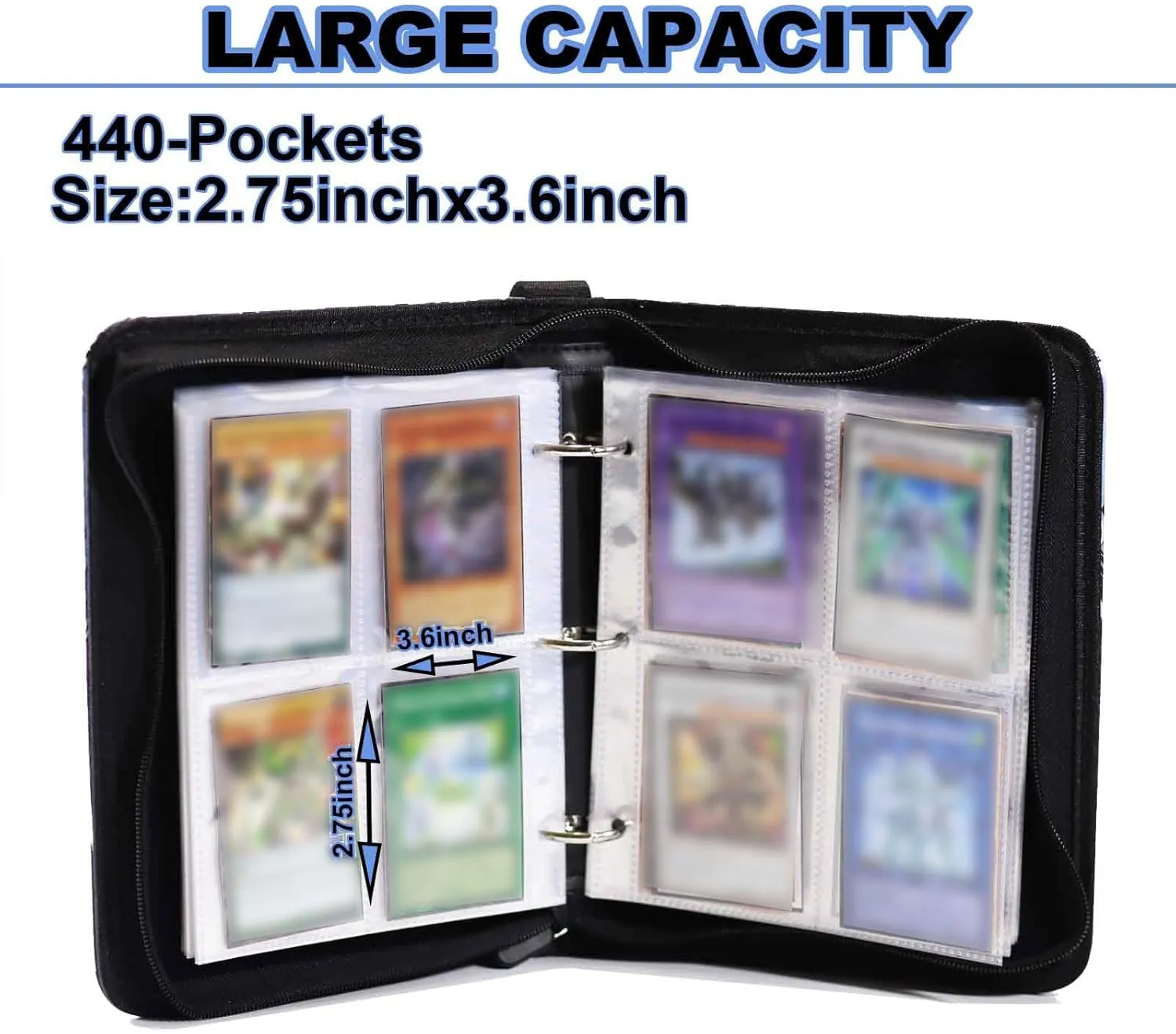 Card Binder for Y-G-O Trading Cards,440 Pockets Large Capacity 3-Ring Album,4-Pocket Floder Compatible with YGO Cards and Other TCG or Game Cards.