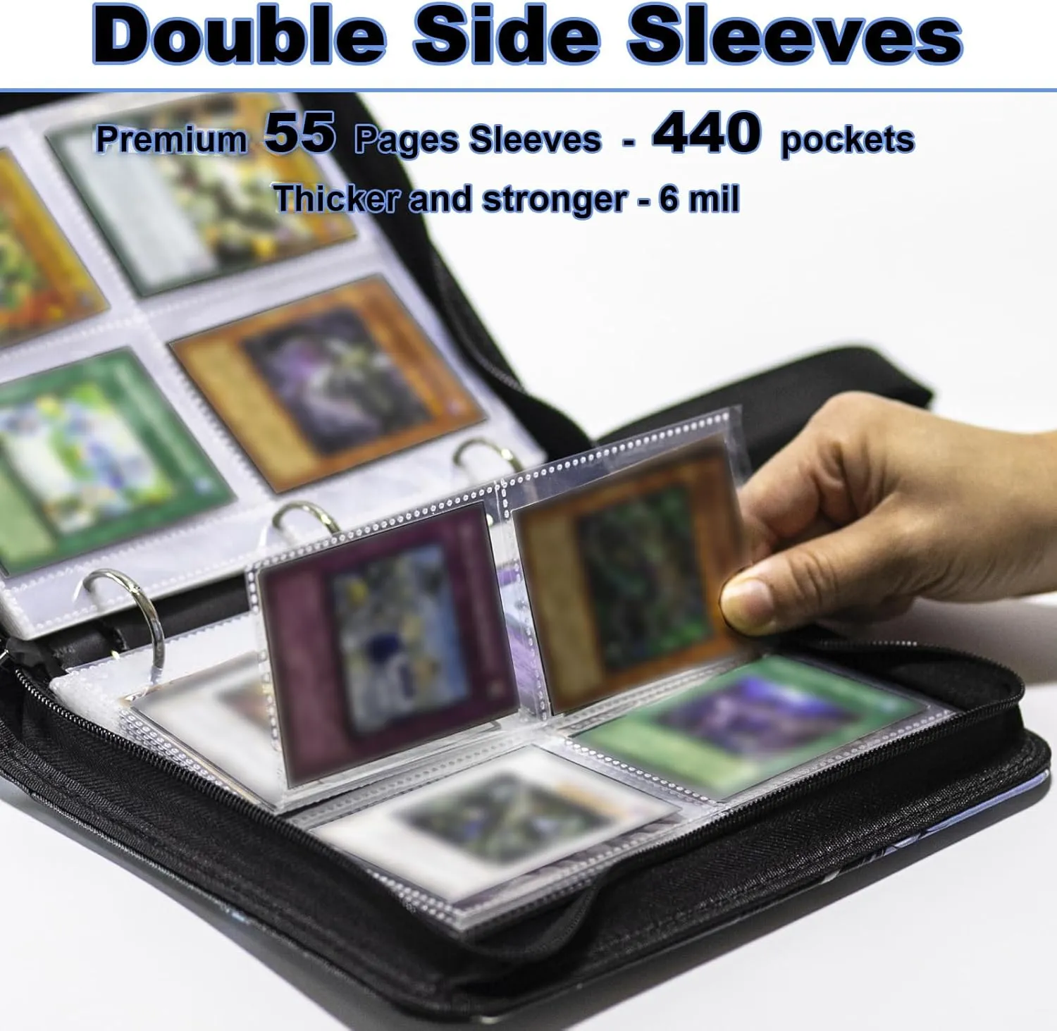 Card Binder for Y-G-O Trading Cards,440 Pockets Large Capacity 3-Ring Album,4-Pocket Floder Compatible with YGO Cards and Other TCG or Game Cards.