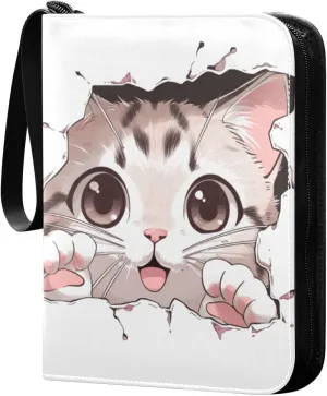 card photo album card album holder with double sided removable sleeves for game, baseball cards collection Simple Cute Cartoon Cat