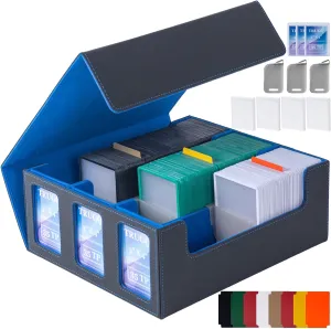 Card Storage Box for Trading Cards 1800 ,Premium PU Leather Magnetic Closure Commander Card Deck Case,200 Penny Sleeves,3 Hard Sleeves Fits for MTG TCG Magic Game Cards and Sport Cards