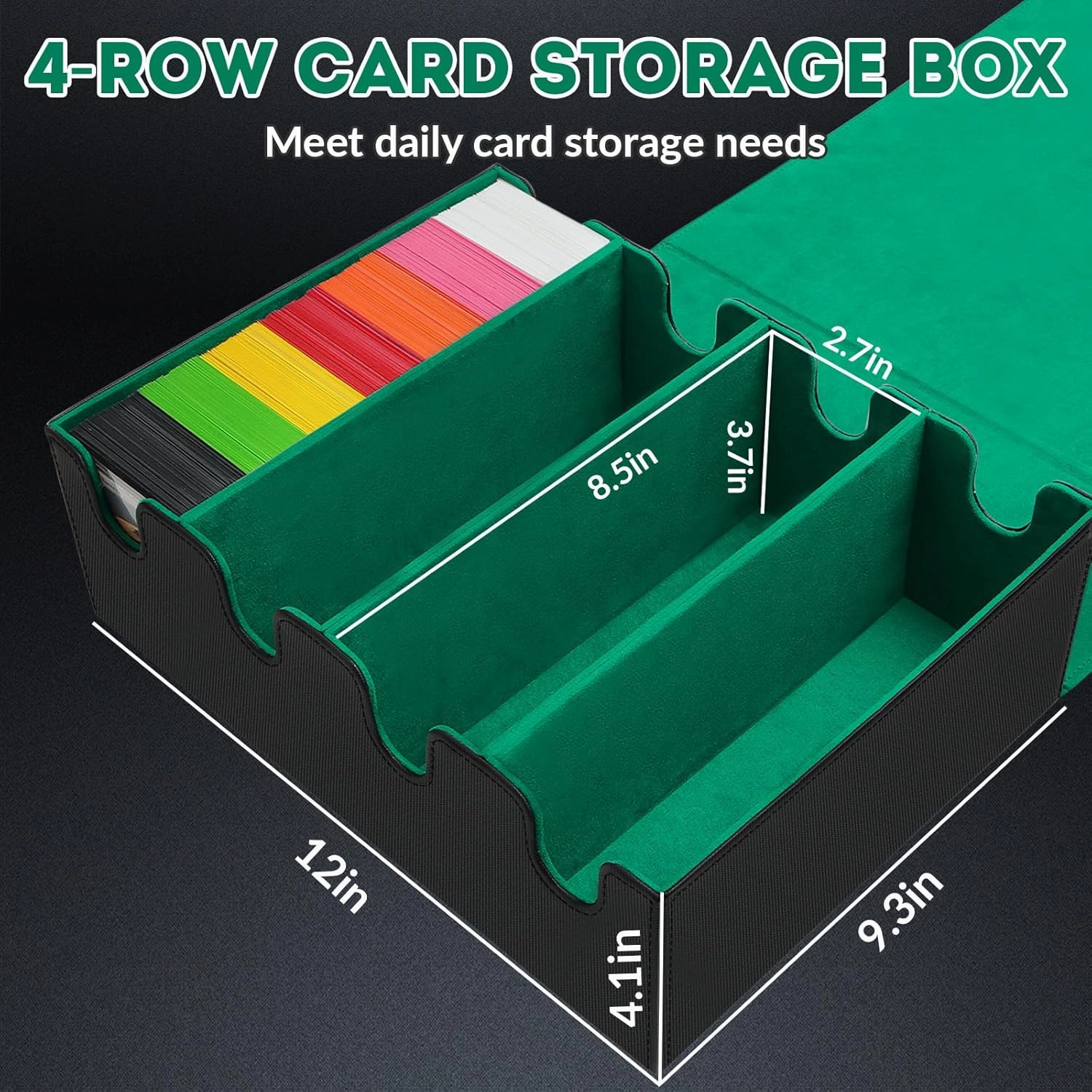 Card Storage Box - 2800  Deck Case with PU Leather, Magnetic Closure, 10 Dividers & 4 Stoppers, Suitable for MTG, YuGiOh, Sports Cards