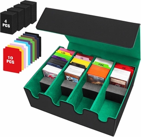 Card Storage Box - 2800  Deck Case with PU Leather, Magnetic Closure, 10 Dividers & 4 Stoppers, Suitable for MTG, YuGiOh, Sports Cards