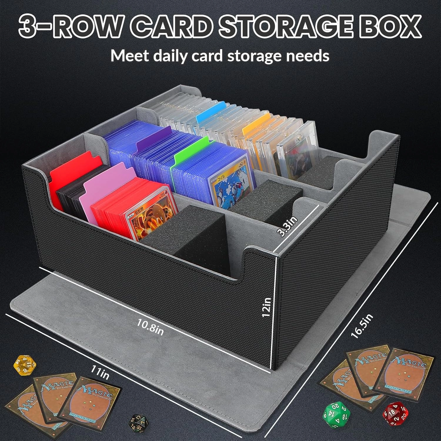 Card Storage Box for Trading Cards, 2600  Commander Deck Box, Storage Box Fits Toploader and One-Touch, Card Organizer for TCG, MTG, Sports Cards, with Card Dividers & Stoppers