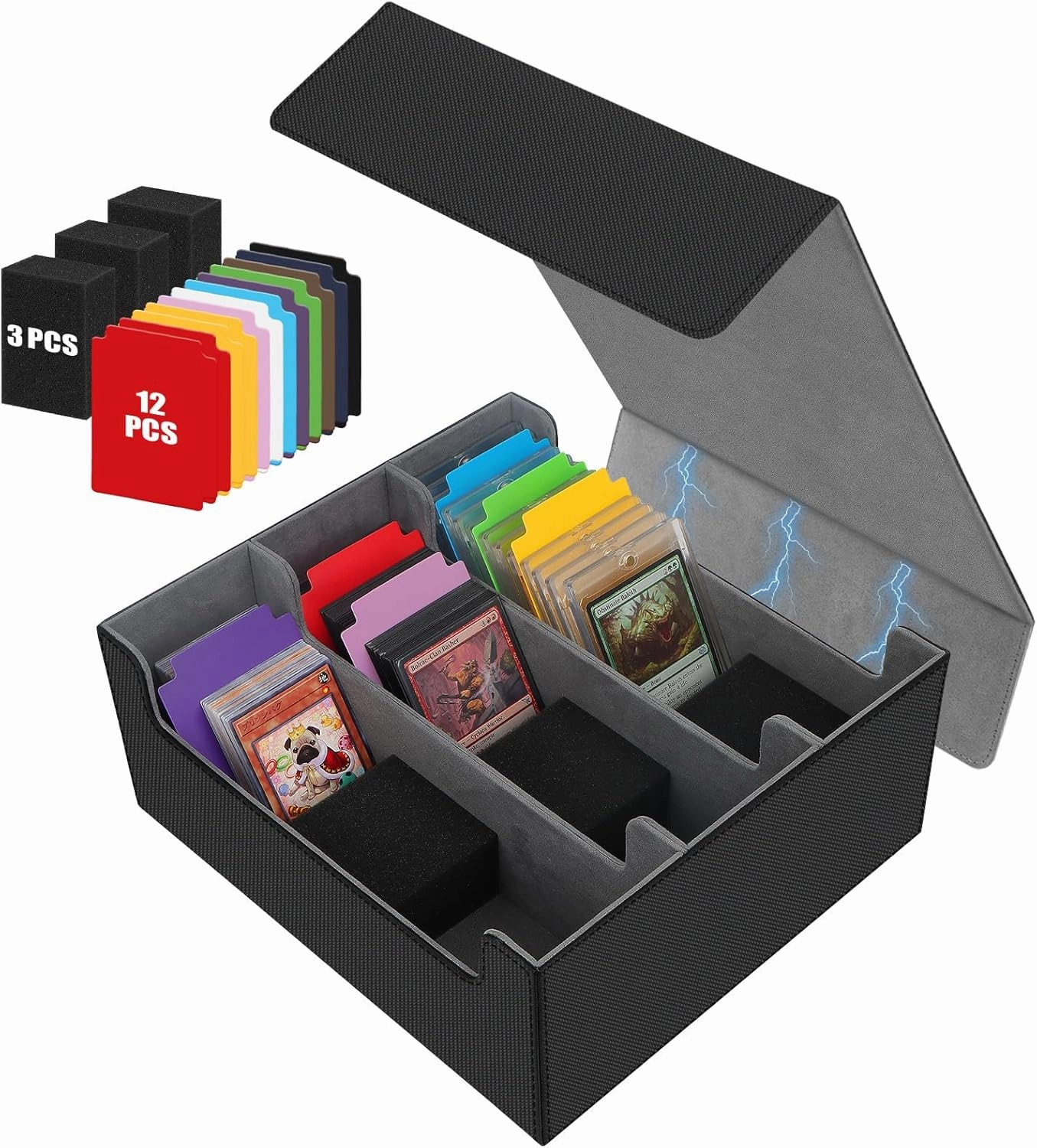 Card Storage Box for Trading Cards, 2600  Commander Deck Box, Storage Box Fits Toploader and One-Touch, Card Organizer for TCG, MTG, Sports Cards, with Card Dividers & Stoppers