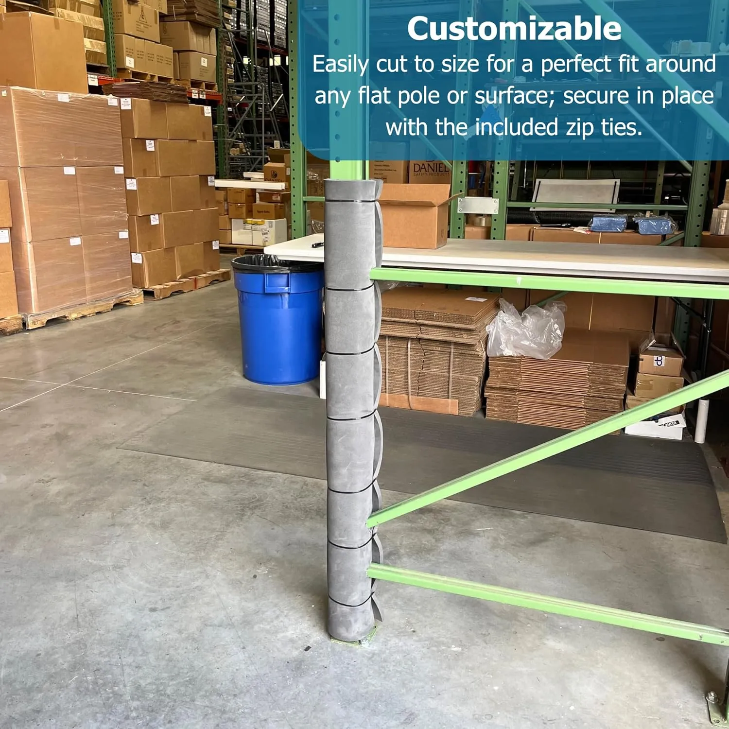 Cardinal Gates Flat Pole Padding - Foam Pole Wrap Around Garage and Basement Columns - Perfect to Cover Basketball/Football/Volleyball Post and playgrounds - 4 ft of Protection - Orange - Made in USA