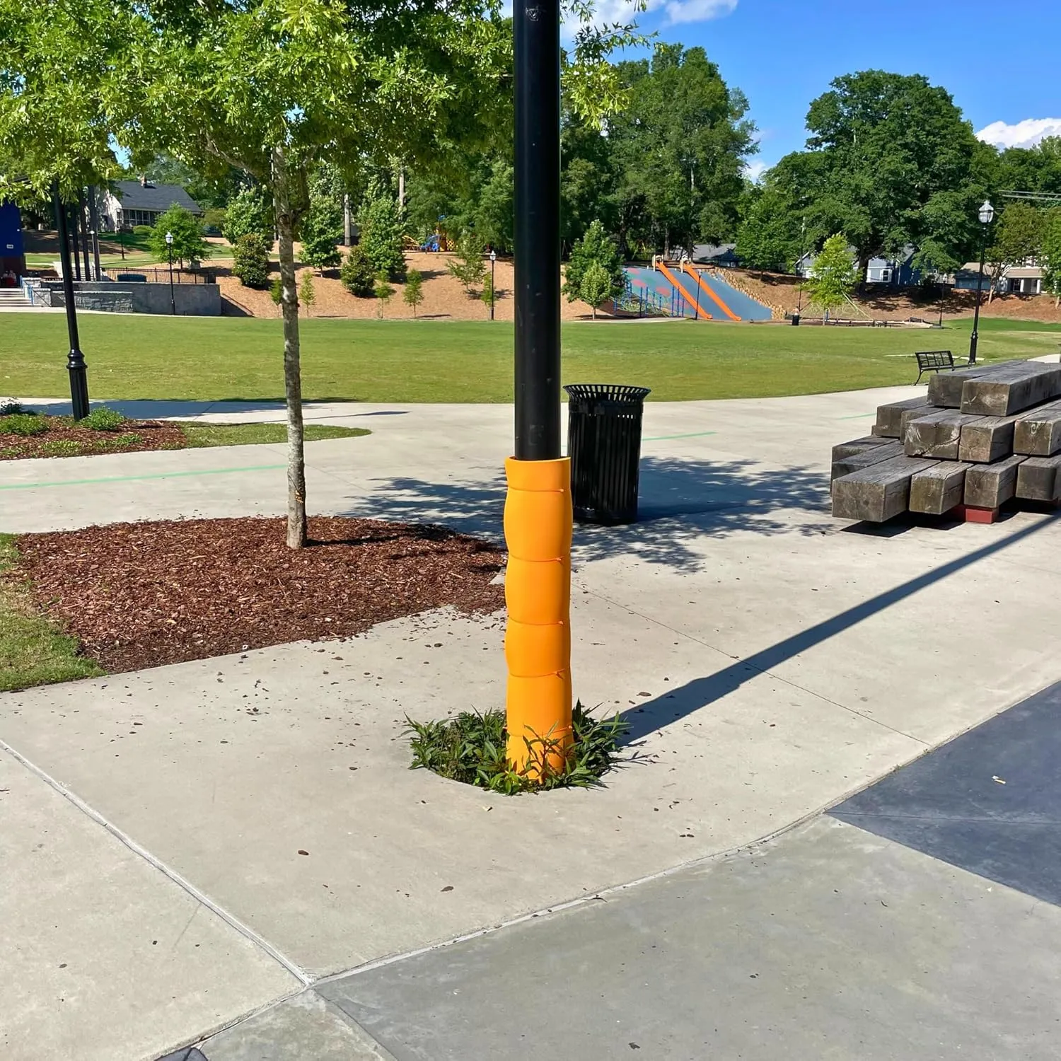 Cardinal Gates Flat Pole Padding - Foam Pole Wrap Around Garage and Basement Columns - Perfect to Cover Basketball/Football/Volleyball Post and playgrounds - 4 ft of Protection - Orange - Made in USA