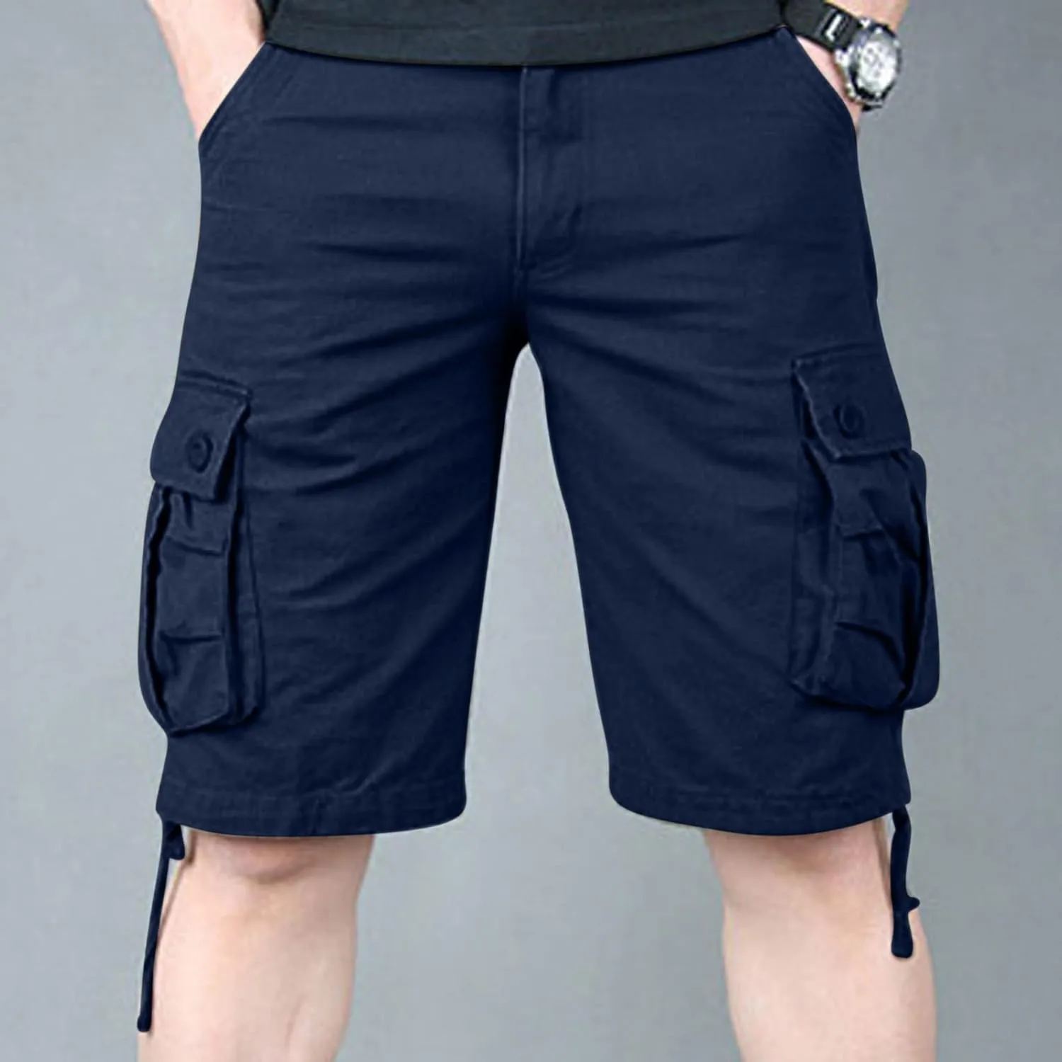 Cargo Shorts for Men Stretch Waist Multi Pocket Causal Tooling Shorts Outdoor Sport Regular Fit Cotton Hiking Shorts
