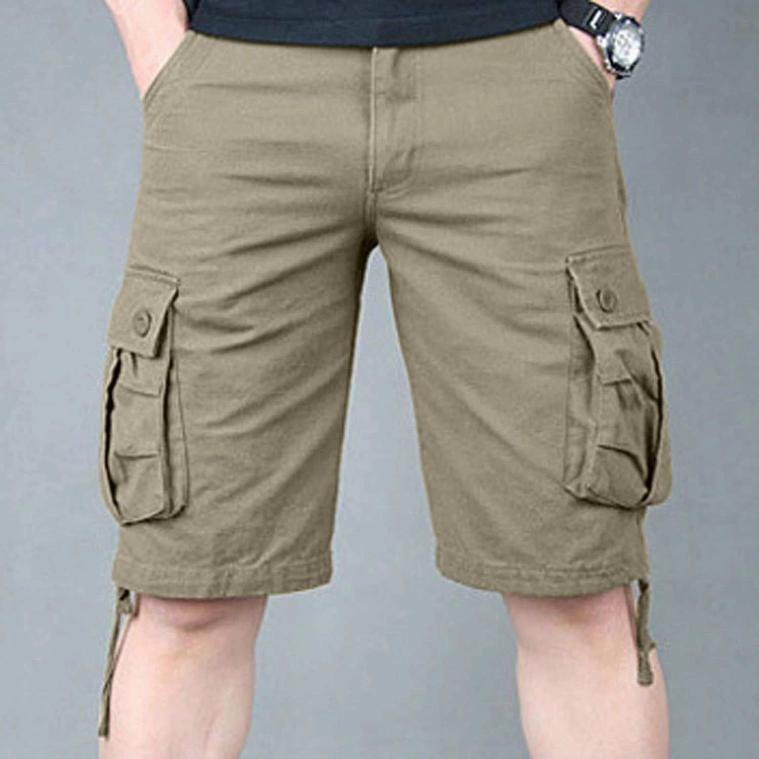 Cargo Shorts for Men Stretch Waist Multi Pocket Causal Tooling Shorts Outdoor Sport Regular Fit Cotton Hiking Shorts