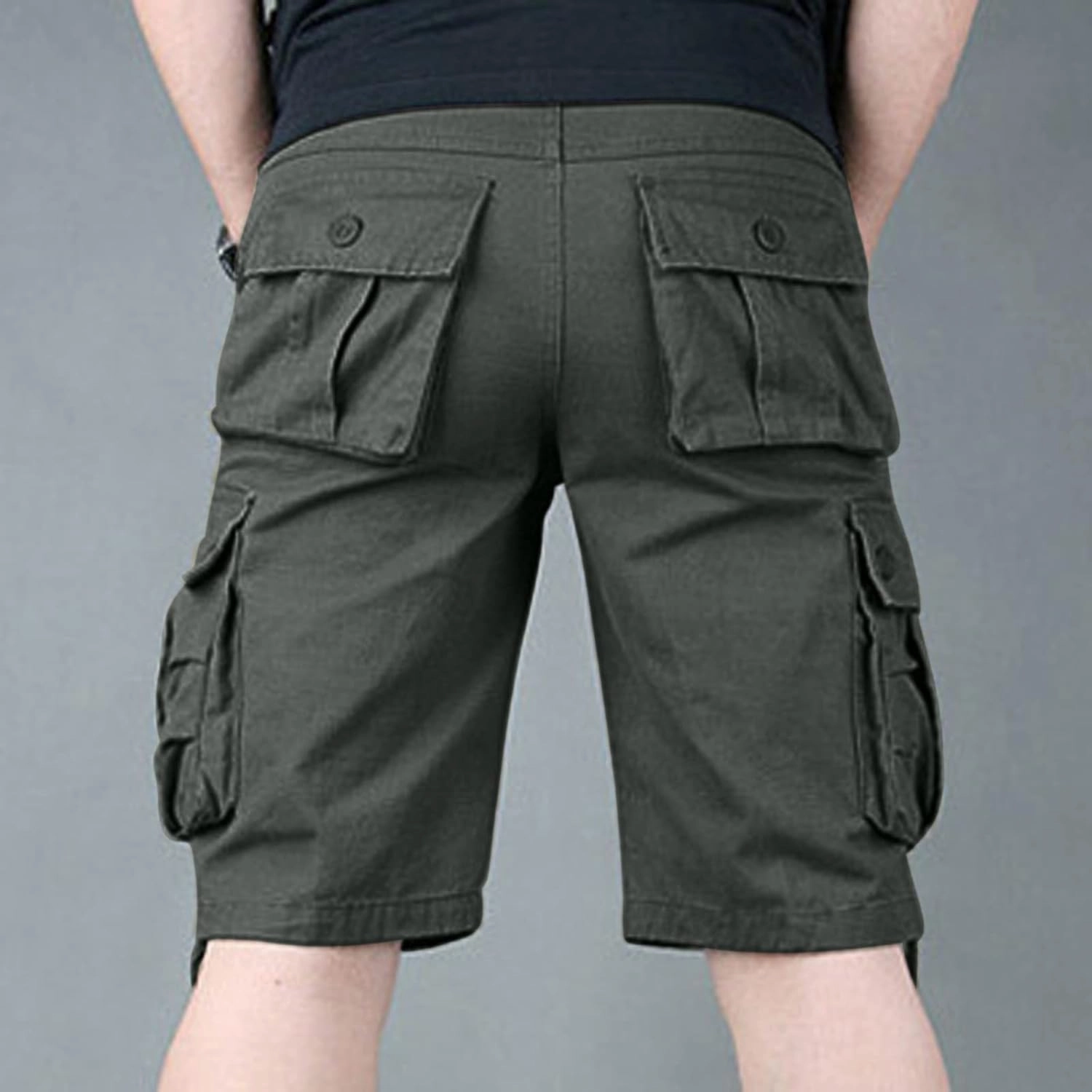 Cargo Shorts for Men Stretch Waist Multi Pocket Causal Tooling Shorts Outdoor Sport Regular Fit Cotton Hiking Shorts