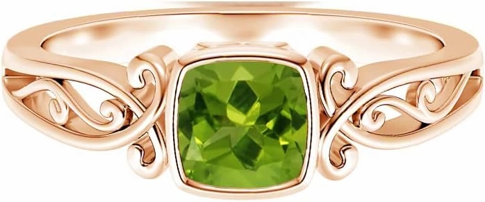 Carillon Cushion 2 Ctw Peridot Gemstone Bezel Set 925 Sterling Silver Women Engagement Ring