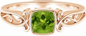 Carillon Cushion 2 Ctw Peridot Gemstone Bezel Set 925 Sterling Silver Women Engagement Ring